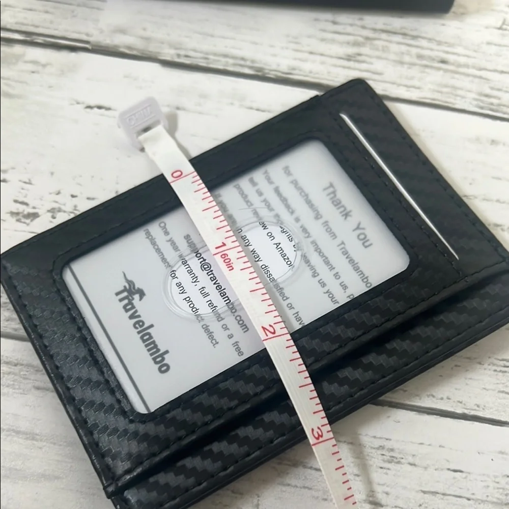 Travelambo Black Leather Card Holder Wallet Slim RFID Blocking